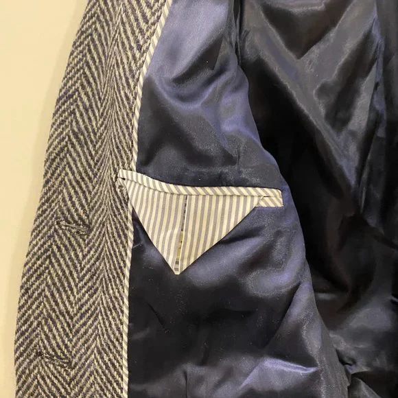 NEW J. CREW 00P 00 Petite Navy Donegal Topcoat In English Herringbone Wool - Picture 7 of 12